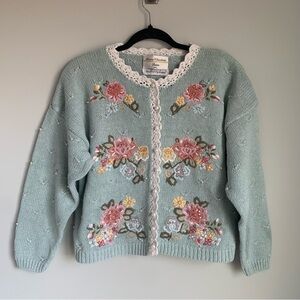 Vintage Marisa Christina Floral Embroidered Cardigan Sweater